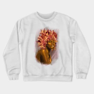 Pretty young girl with flowers in hair. Crewneck Sweatshirt